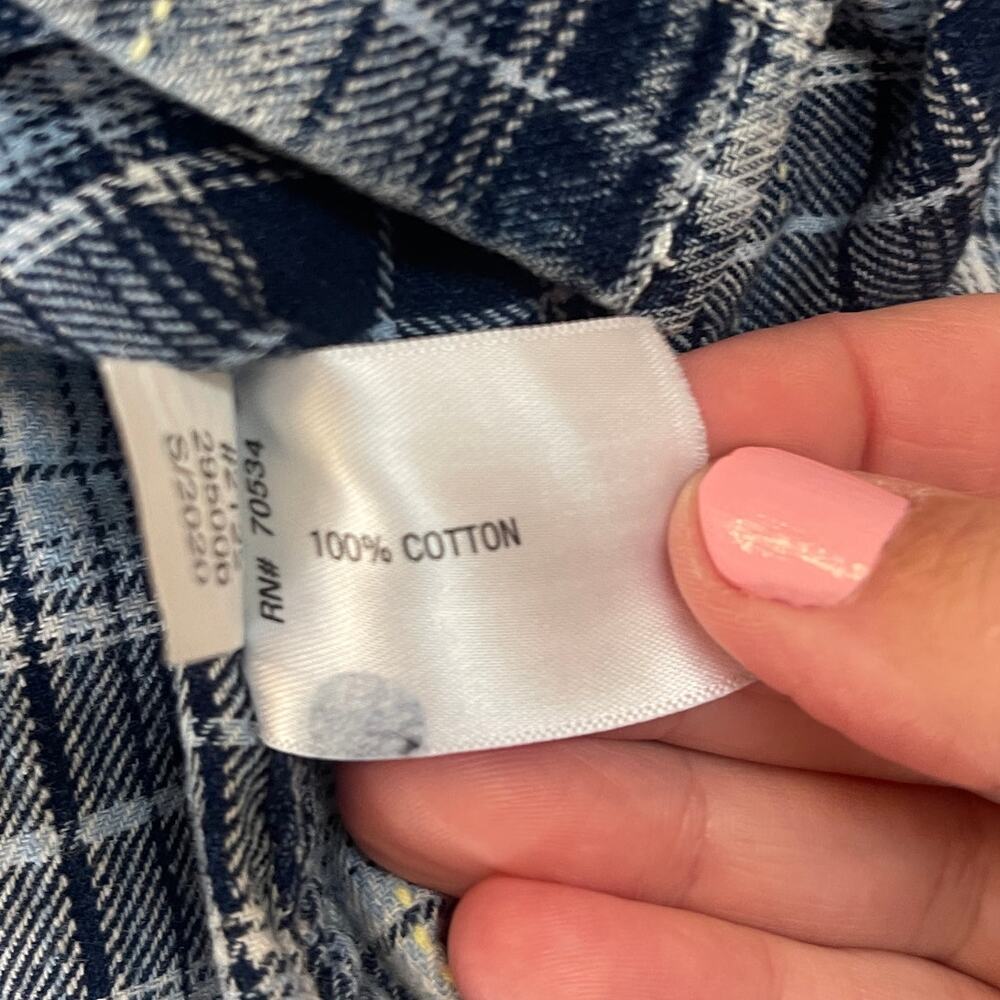 Orvis Blue Plaid Button Down Shirt Cotton Western Size Womens Large - Picture 4 of 7